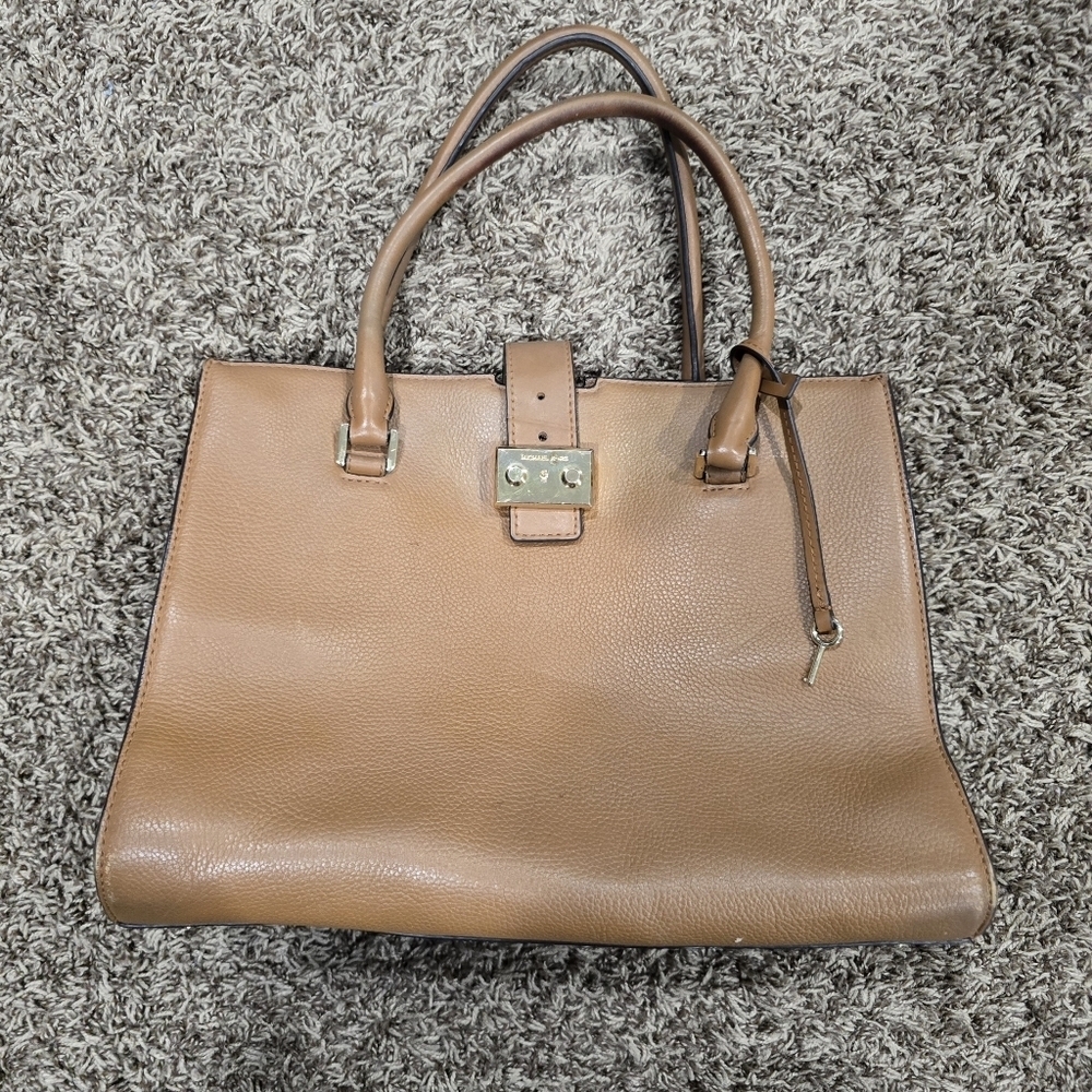 Michael Kors Bond Large Leather Satchel /Clutch in Acorn